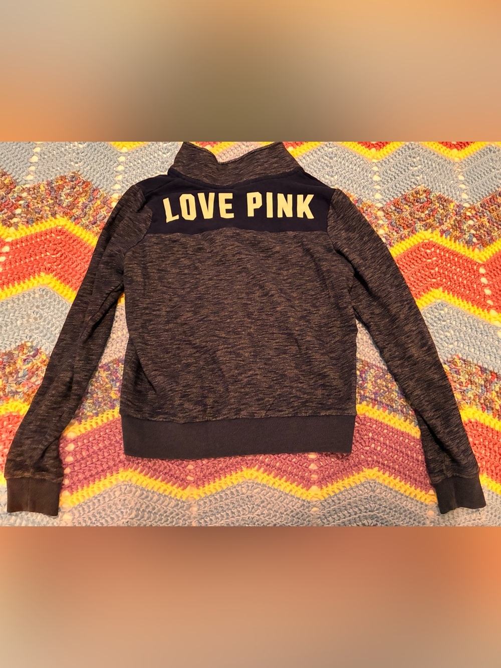 PINK Victoria's Secret 'LOVE PINK' Navy Zip-Up Sweater